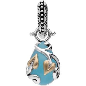 Barbara Bixby Aqua Chalcedony Vine Leaves pendant charm, silver, gold, NWOT